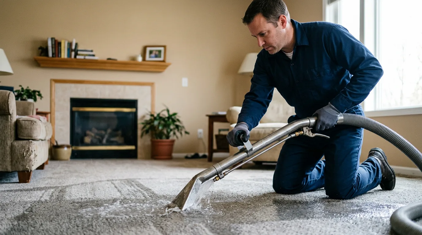 Water damage restoration technician working near Lilly, GA